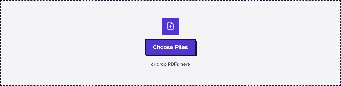 Compress PDF upload area with the Choose Files button that opens the ChromeOS file picker when you compress a PDF on a Chromebook