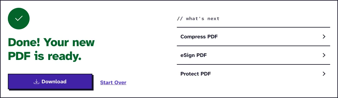 Extract PDF pages results screen with a Download button after extracting the odd pages of test3.pdf